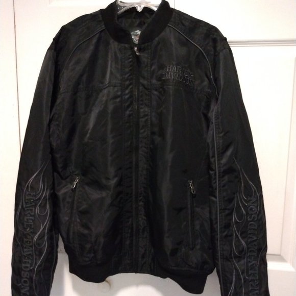 HarleyDavidson Jackets & Coats Harleydavidson Mens Medium Bomber Jacket Skull Flames Jacket